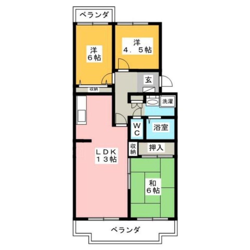 NLDK（長いLDK）の間取り図