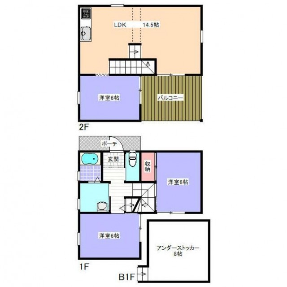 スキップフロアを楽しむ住宅の間取り図