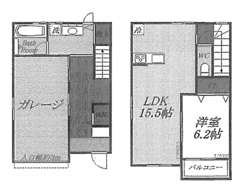 袋井市、待望のガレージハウスの間取り図