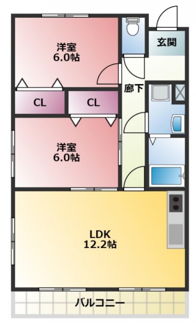 間取りは2LDK！