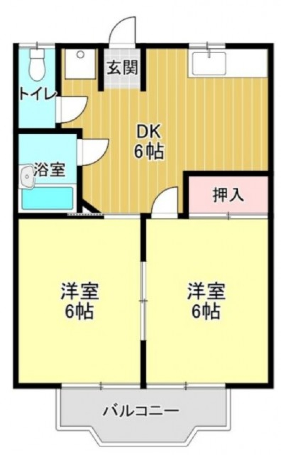 シックな紺色の壁のコンパクトルーム。の間取り図