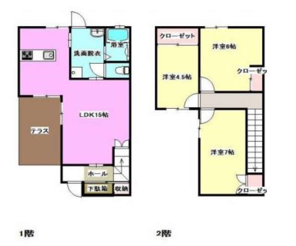 夢が膨らむ木のテラスの間取り図