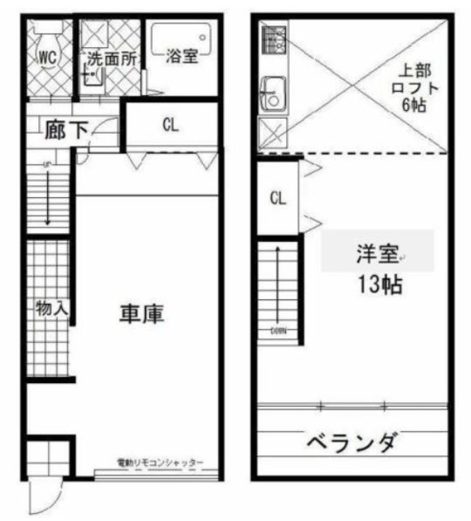 【ガレージハウス】街中近くに募集出ました！の間取り図