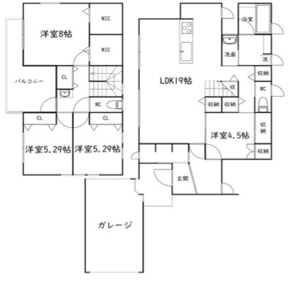 【ガレージ付】家族も愛車も守りますの間取り図