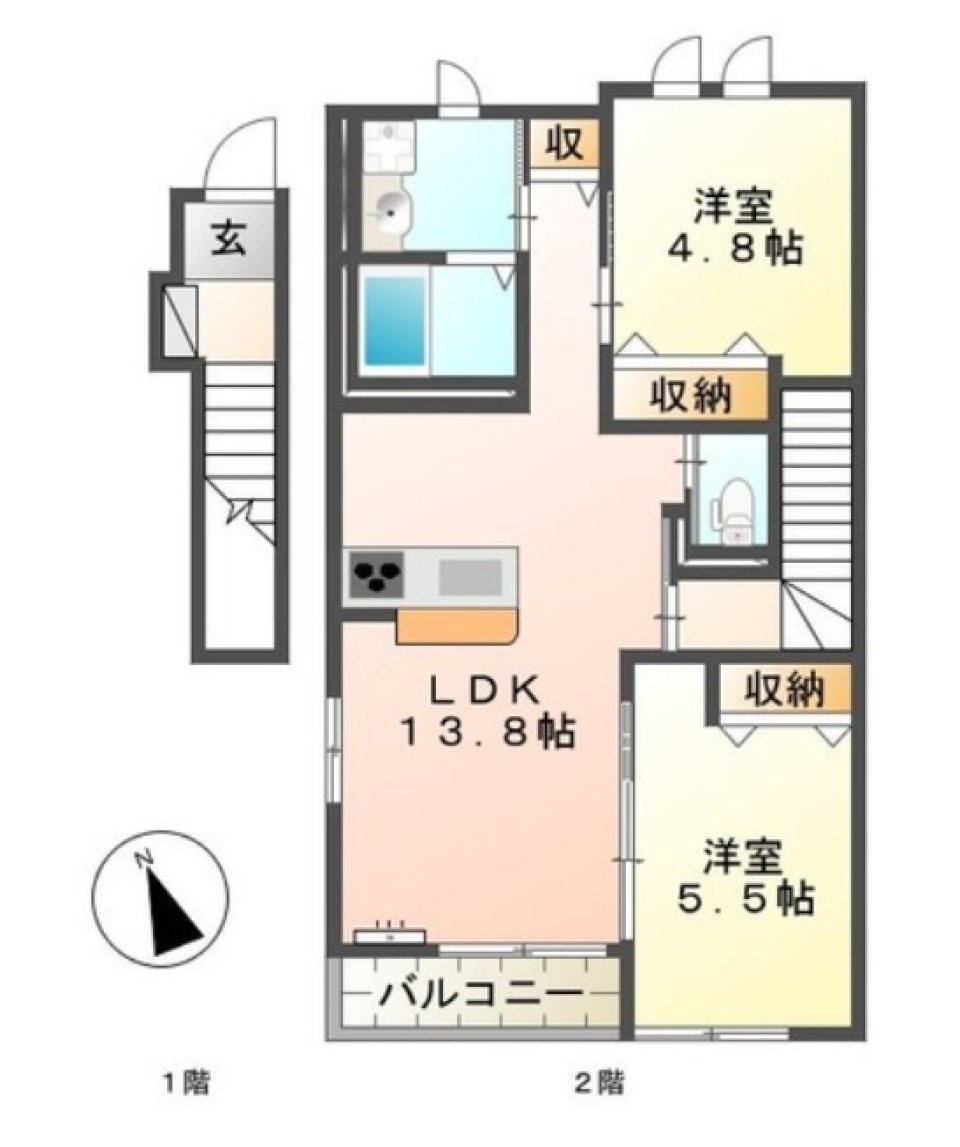 サーファー必見！［ペット可］の間取り図