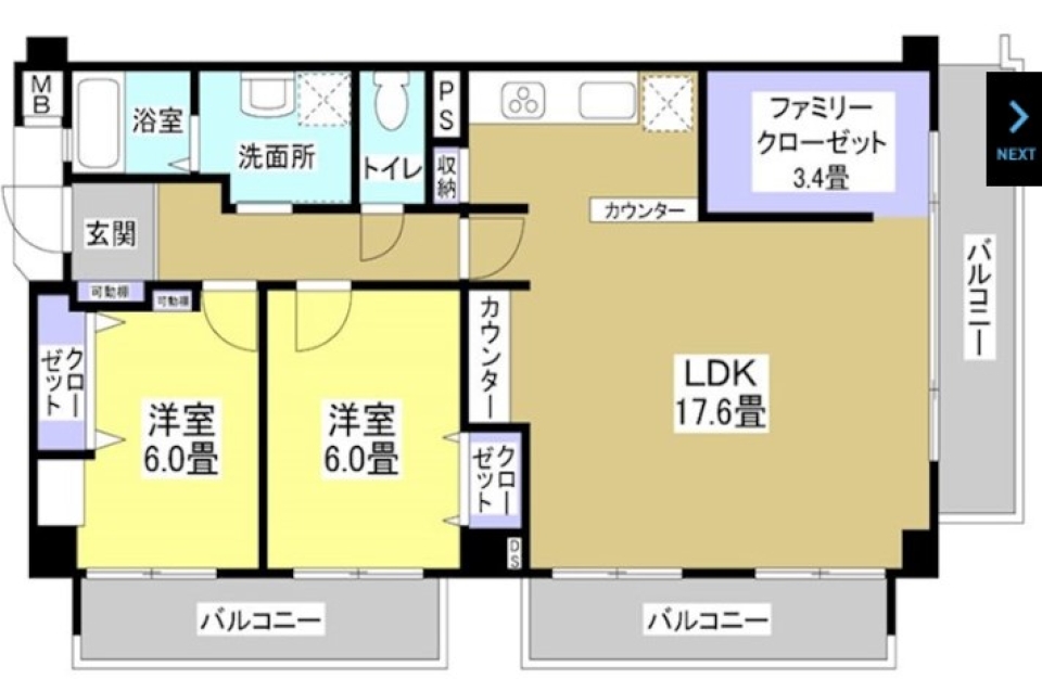 マンションでも、専用庭を！の間取り図