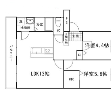 間取りは広々2LDK