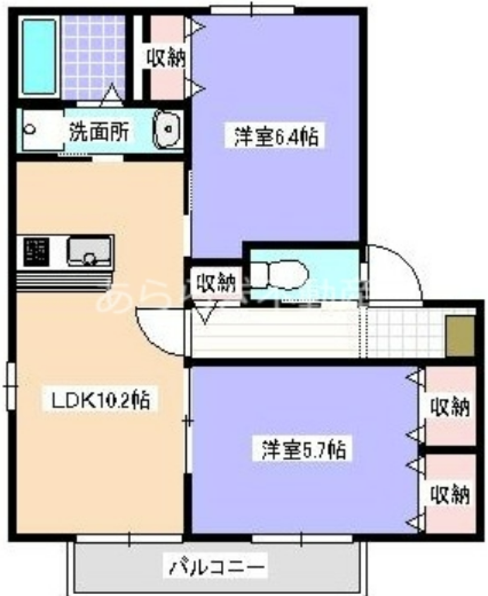 愛を育む2LDKの間取り図