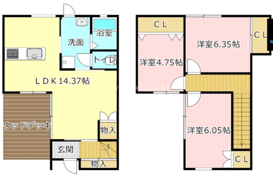 真っ白いお家に家族で彩りを♪の間取り図