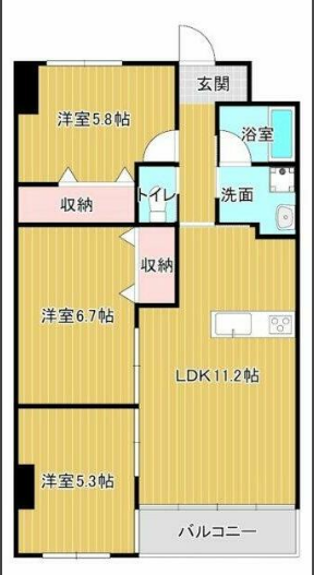 間取りは広々3LDK