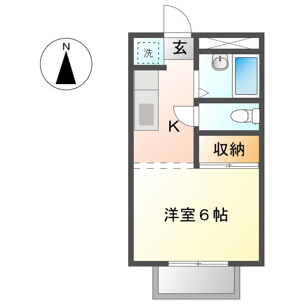 間取りはシンプルに、1K4