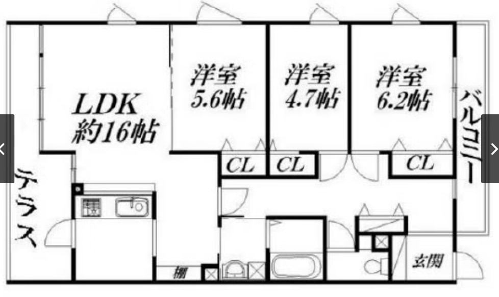 3LDKの広々空間