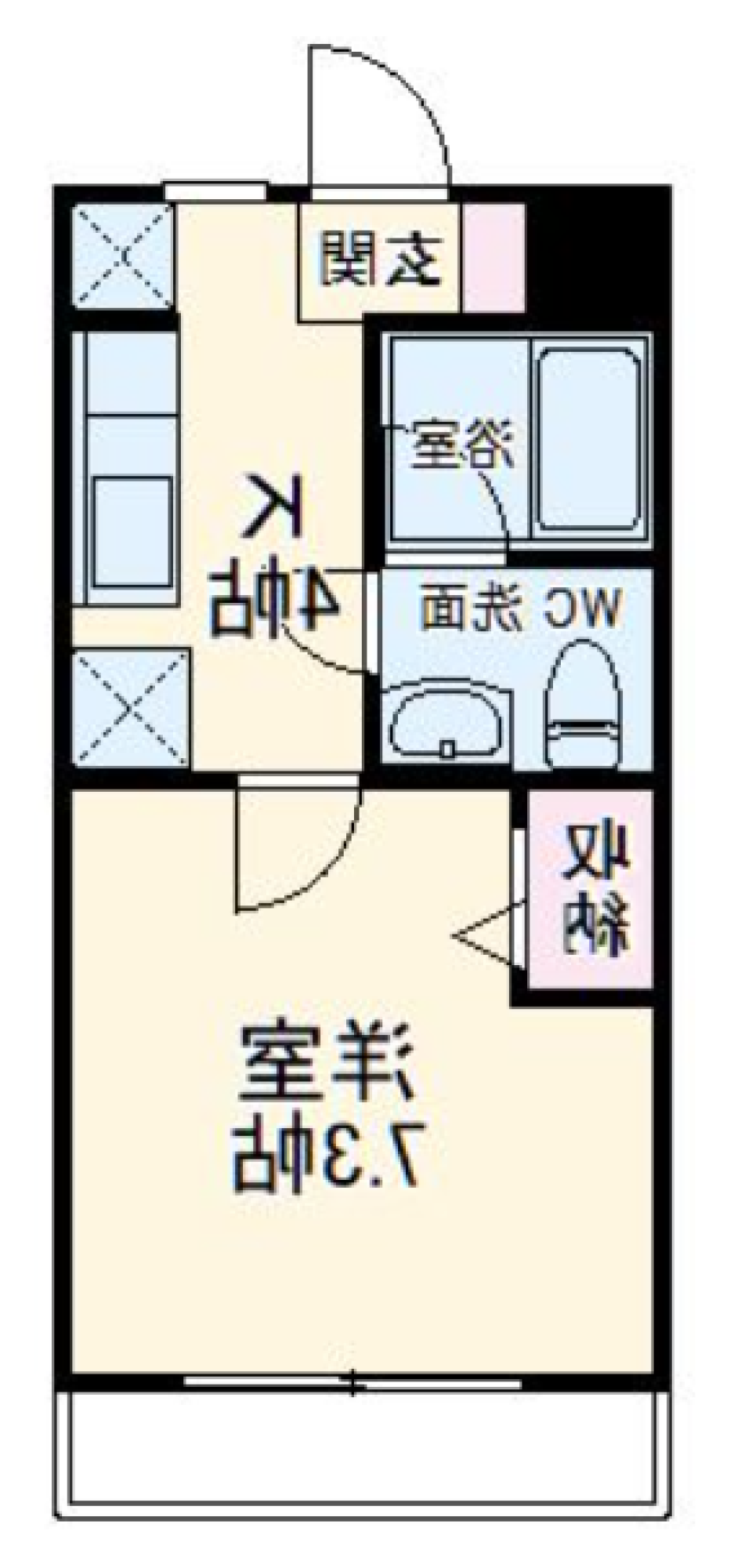 ブルーの壁に癒されての間取り図