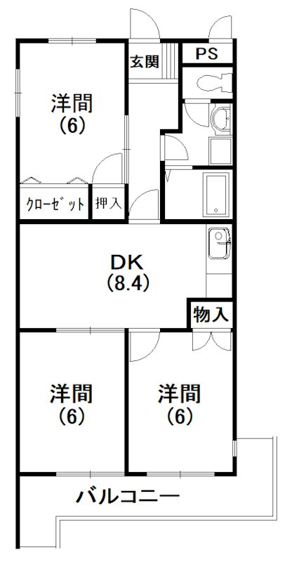 3DKの間取りです