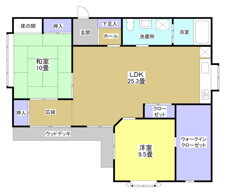 木の香り漂うログハウス風一戸建ての間取り図