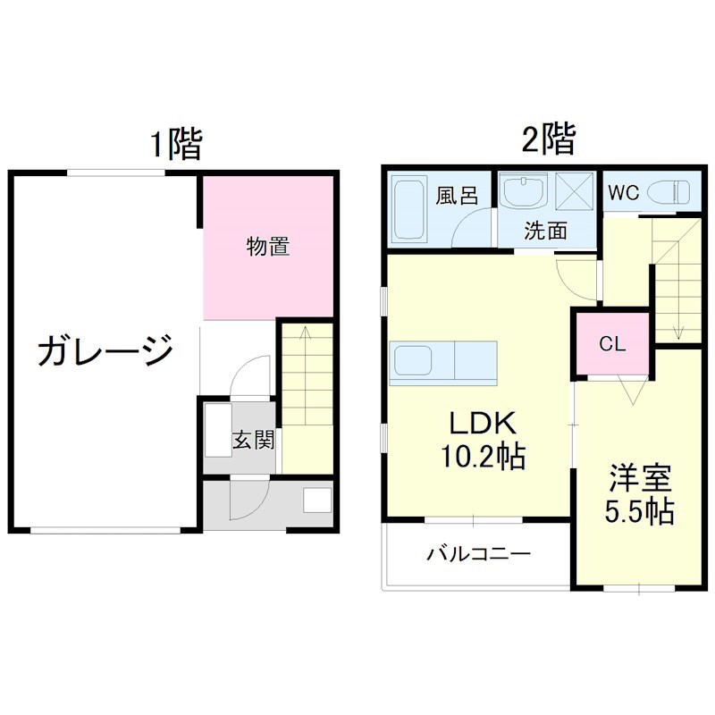 間取りはガレージ＋1LDK