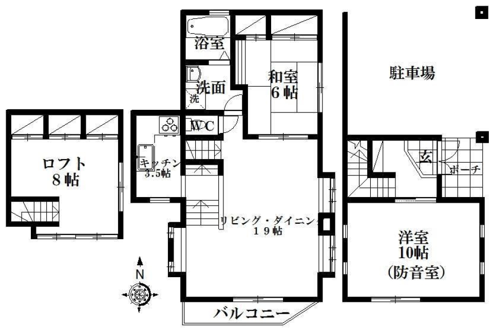 佐鳴湖畔のレンガ造りの間取り図