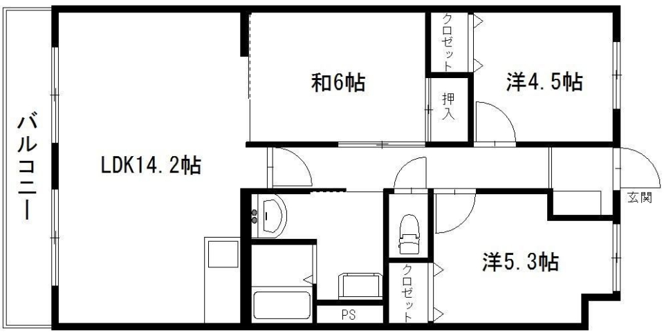 あたたかな家族時間が過ごせる3LDKの間取り図