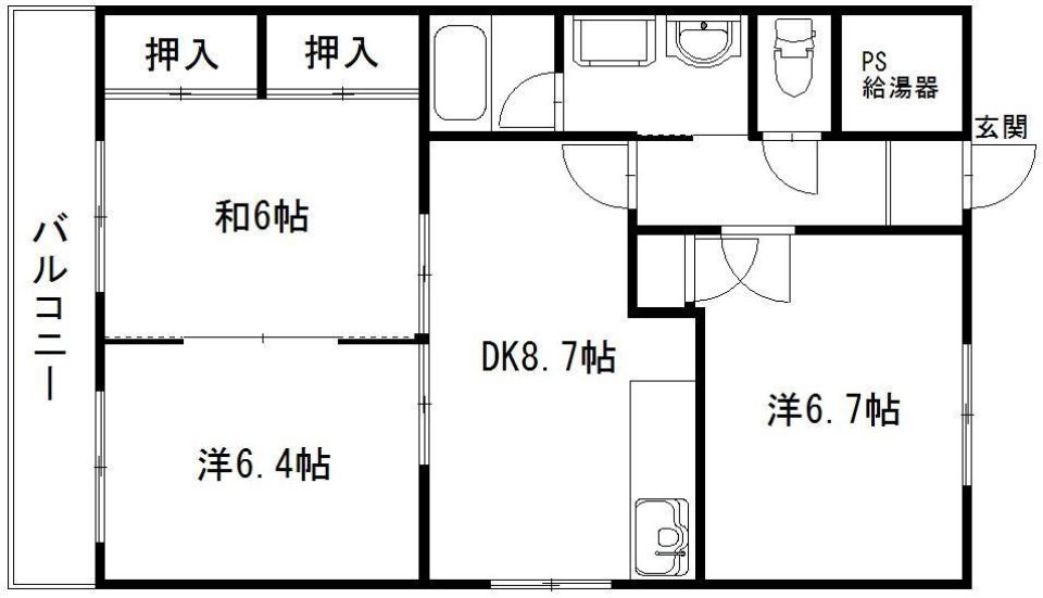 和洋折衷な広々空間の間取り図