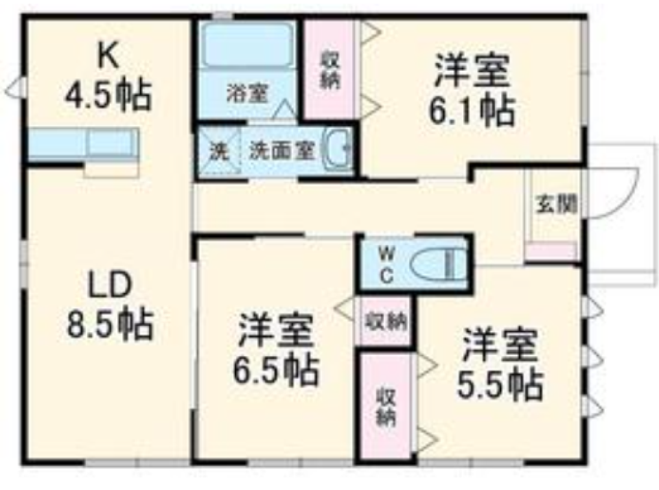 ワンフロアならではの安心感の間取り図