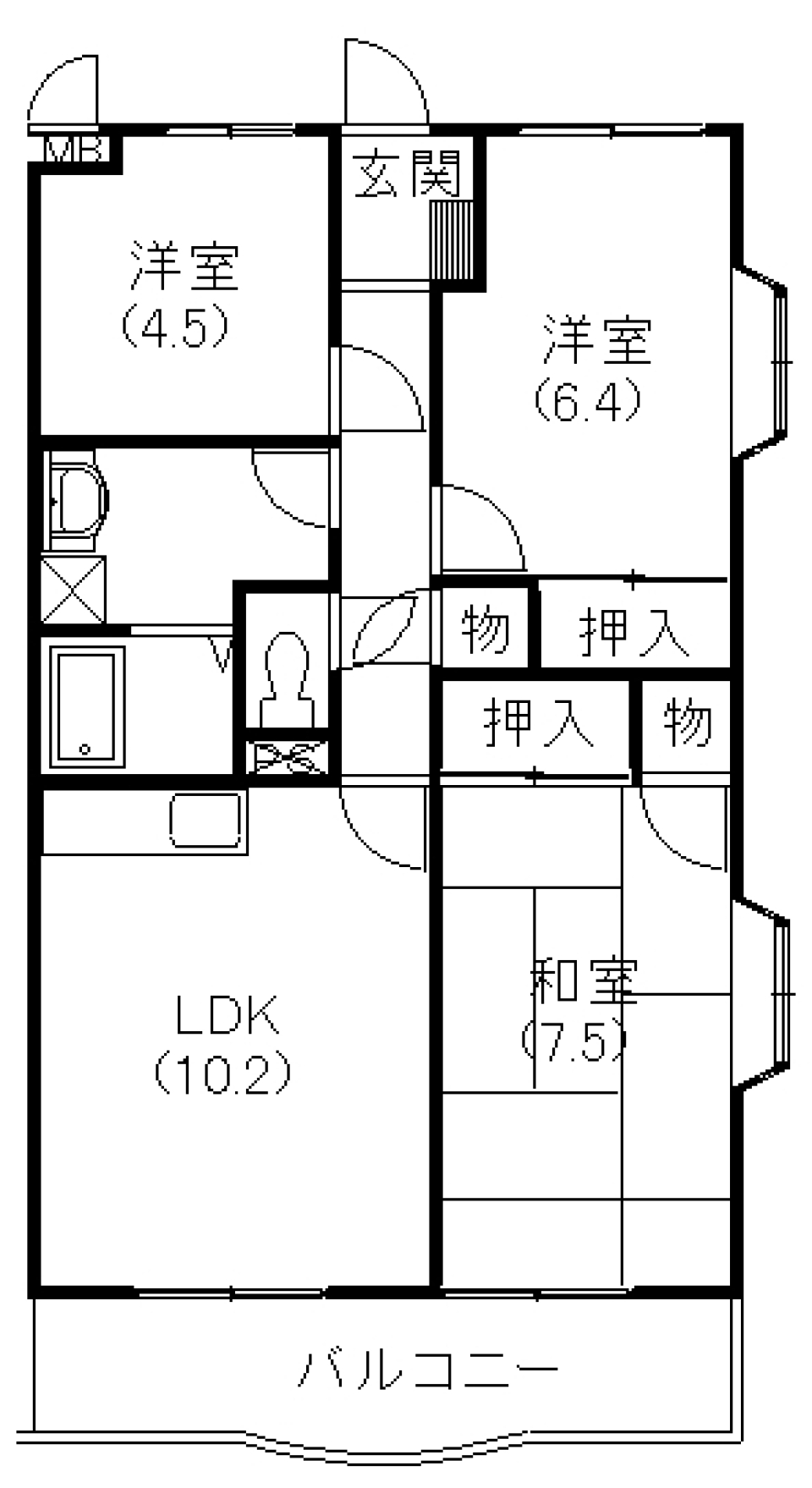 開放感あふれるプライベート空間の間取り図