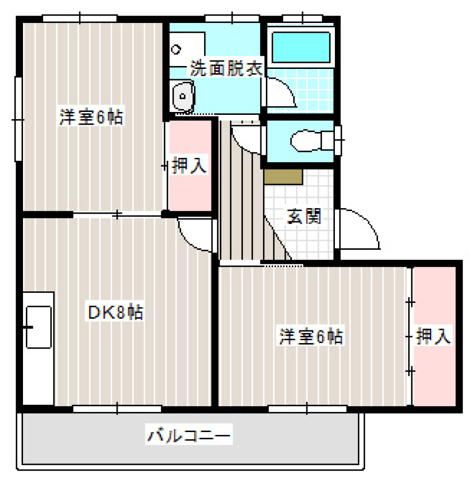 黄色いキッチンで、ペットもニコニコ！の間取り図