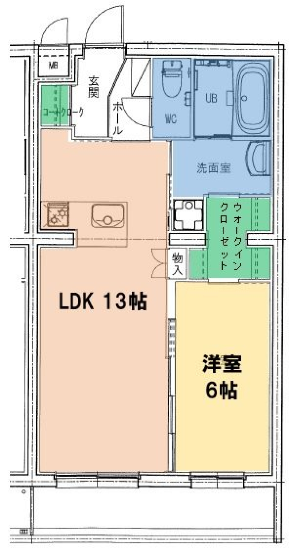 初めての一歩、心地よい新築1LDKの間取り図