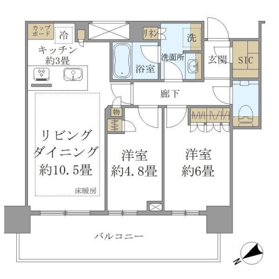 港区海岸１丁目　都心を望む海岸物語　の間取り図