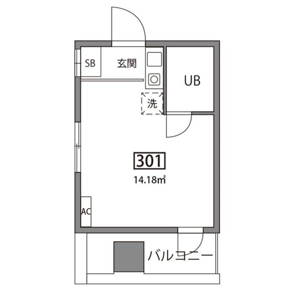  広々ワンルームでギュッと充実 南向き 都営大江戸線 西新宿五丁目駅まで徒歩7分の間取り図