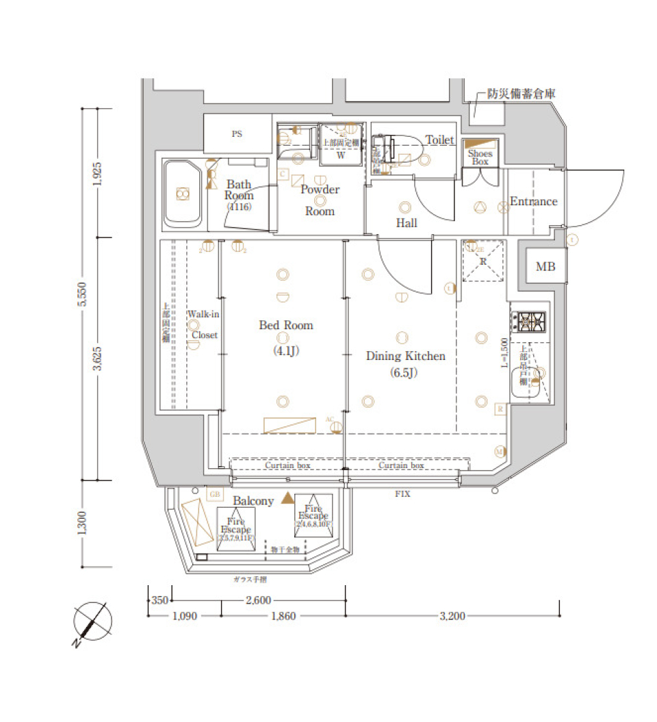 グレーのウォールに魅せられて ペット可、カップル向けの部屋の間取り図