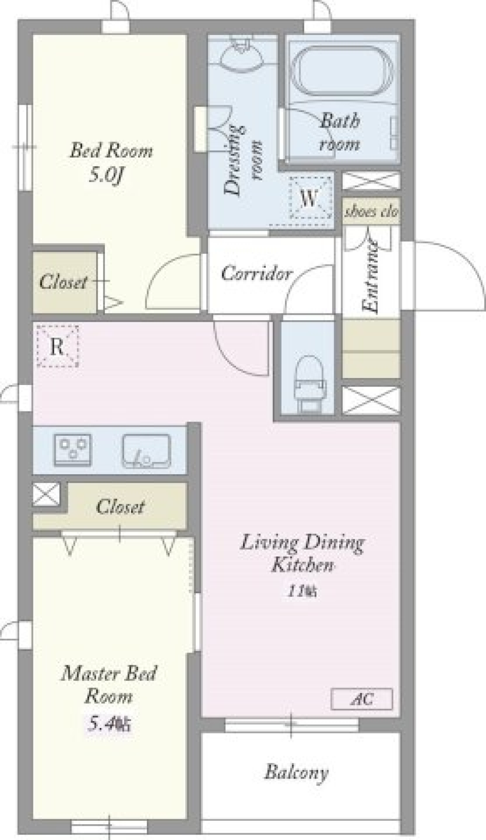 木目調が美しい２LDK 閑静な住宅地の間取り図