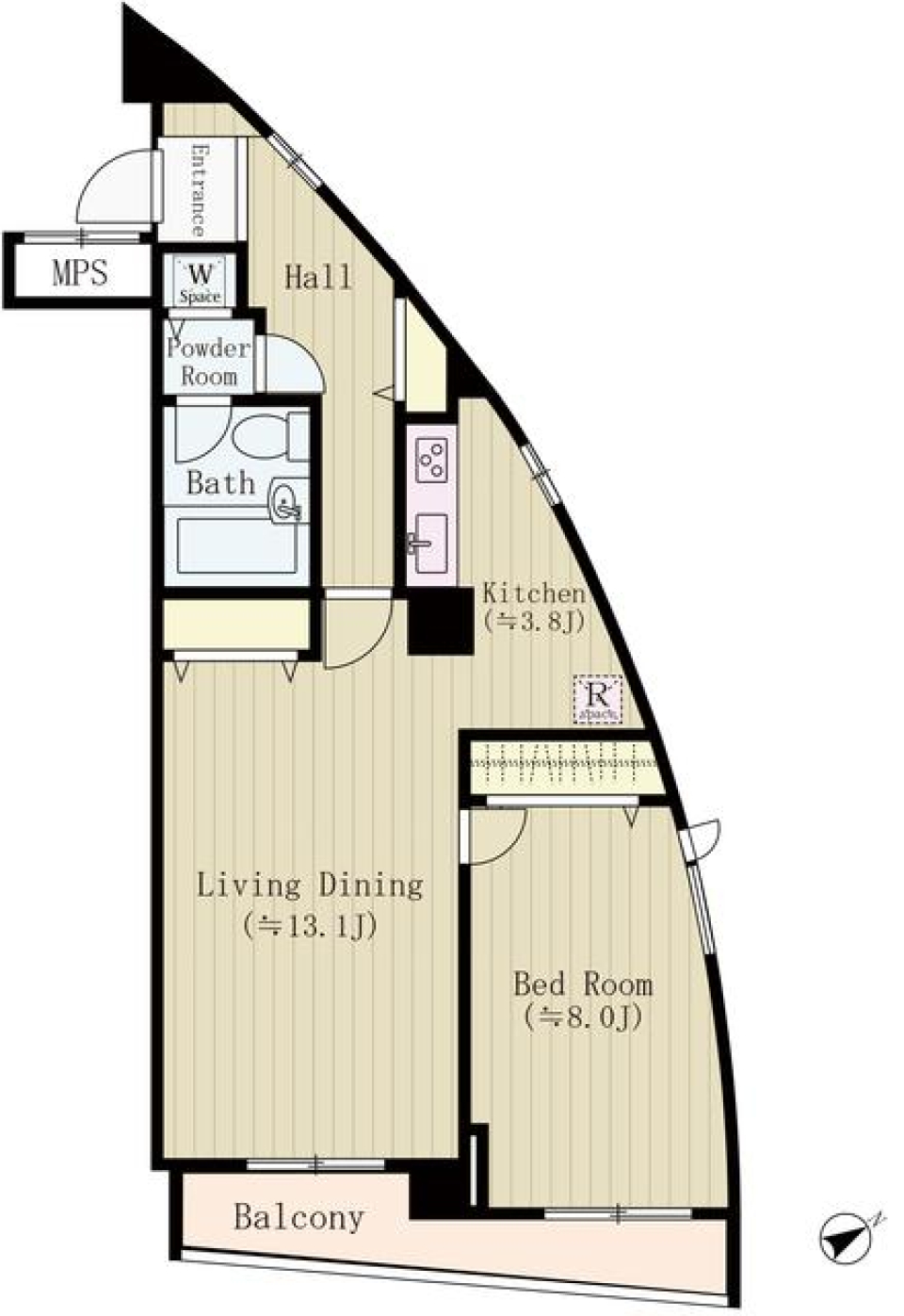 カーブのその中で 東京メトロ千代田線 明治神宮前駅 徒歩8分の間取り図