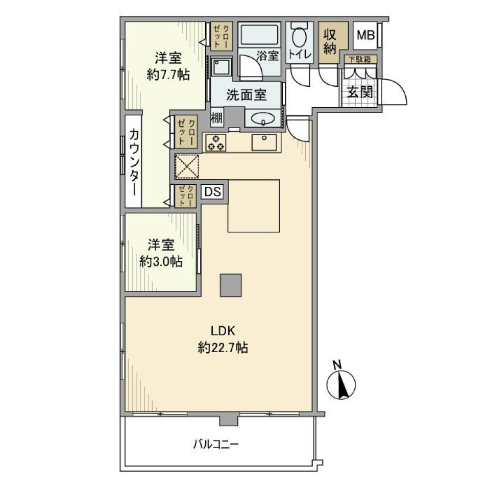 キッチンでティファニー気分の間取り図