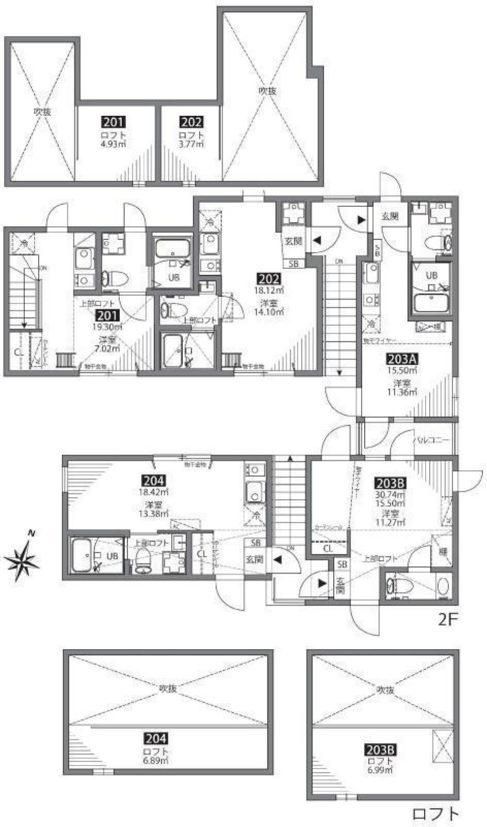 新宿中井アパートメント 204号室の間取り図