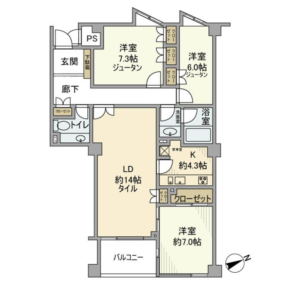 大人シックな広々空間 京王井の頭線 浜田山駅まで徒歩8分の間取り図