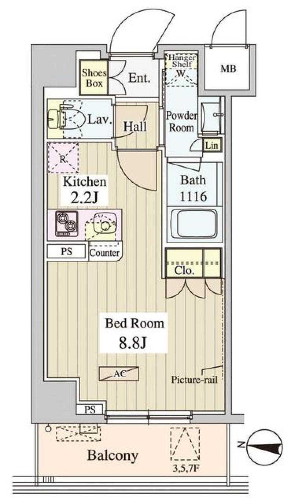 ＷＡＳＥＤＡ　ＡＰＡＲＴＭＥＮＴ　104の間取り図