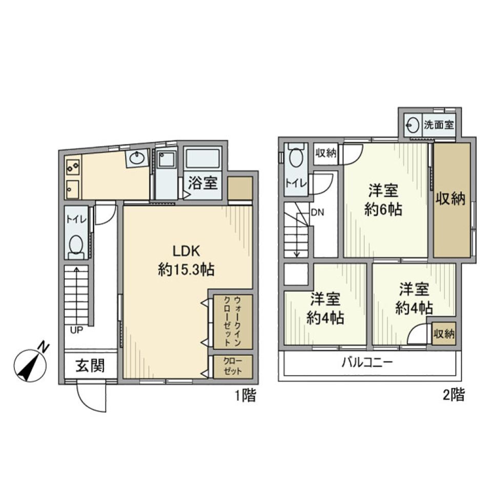 四つ木戸建　1 Fの間取り図