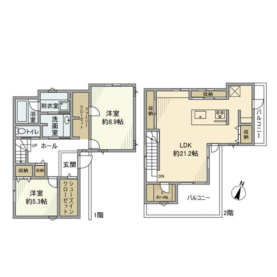 暮らす人をやさしく包み込むくつろぎの家の間取り図