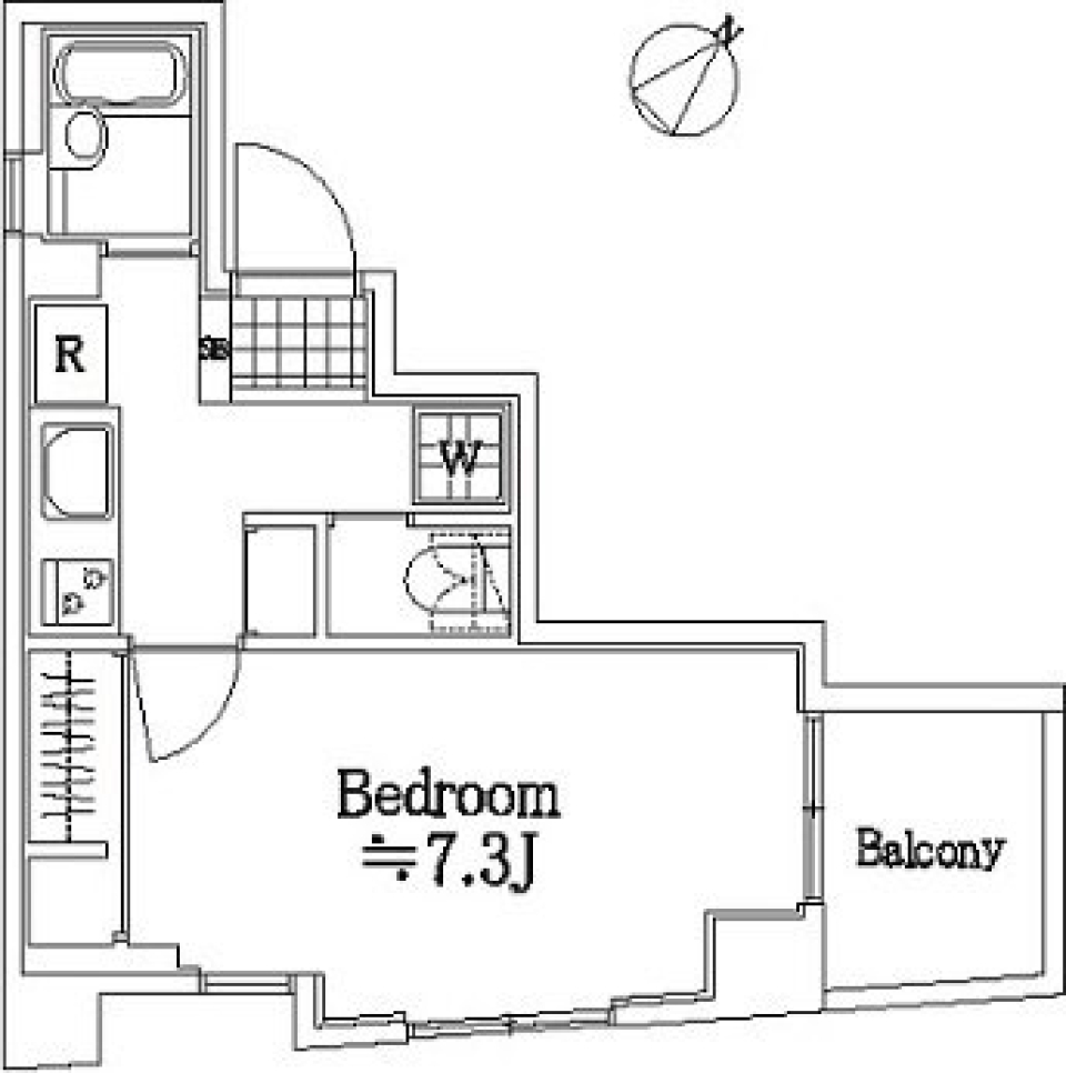 空間がうまく分かれている部屋 用賀駅から徒歩7分　駅近ワンルームの間取り図