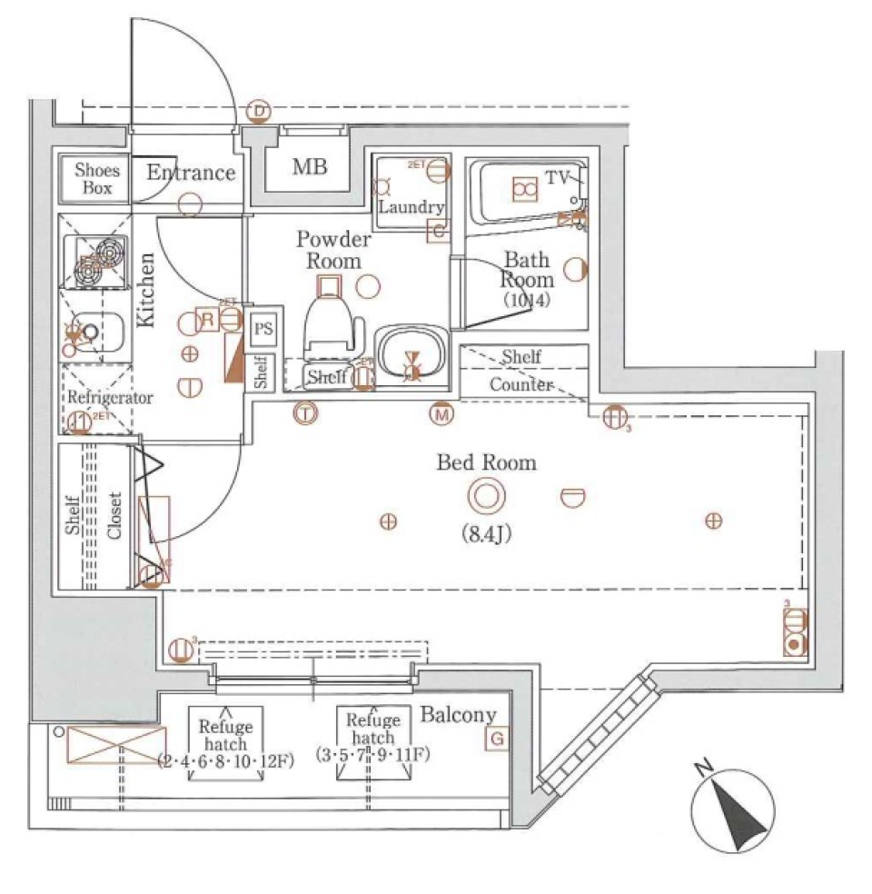 グラントゥルース田端 1004号室の間取り図