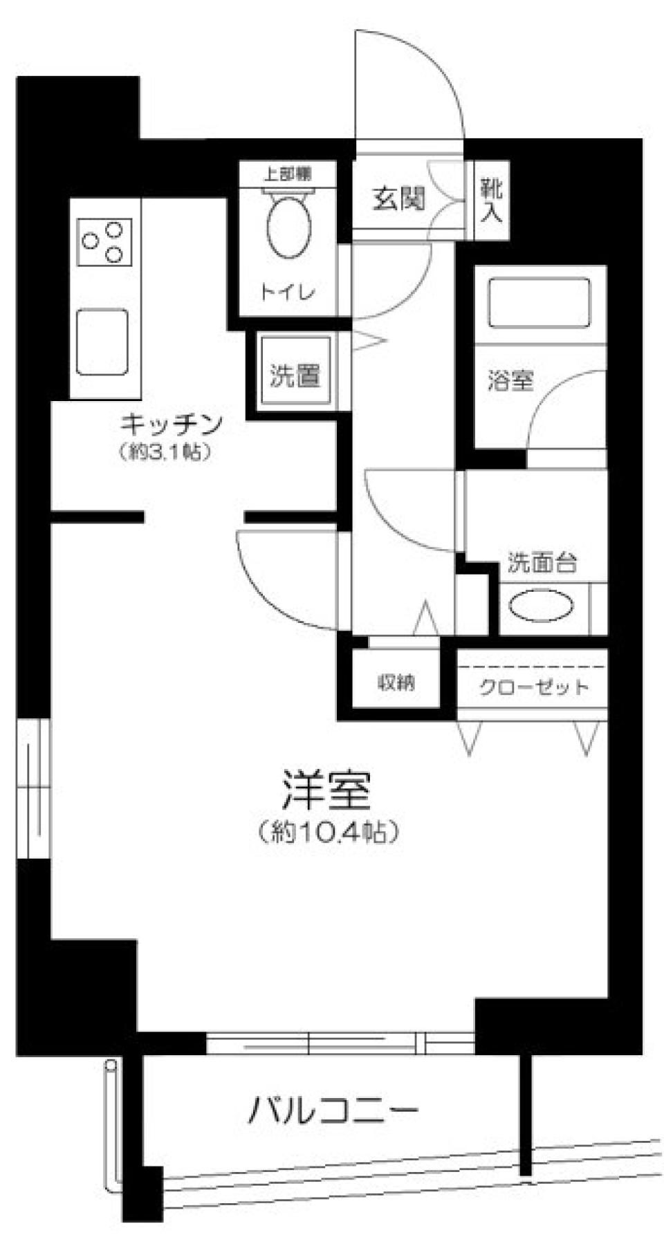 K1見ながら１K in 西麻布の間取り図