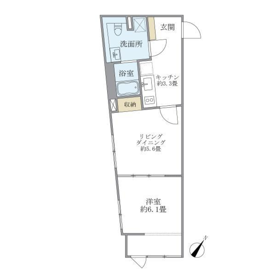 コンクリートと窓際ベンチの間取り図