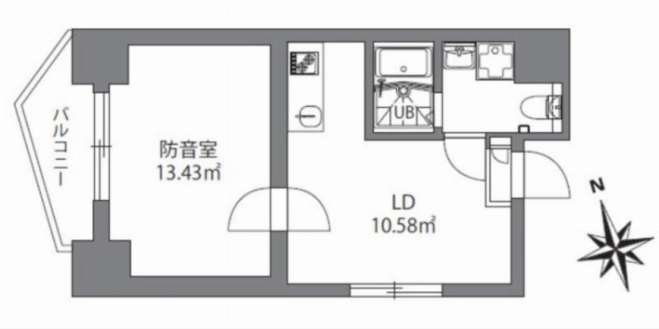 アズミュージック新宿御苑　901号室の間取り図