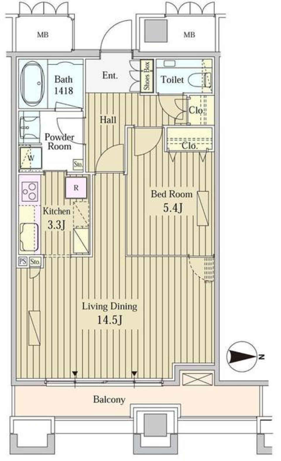 イタリア街すぐそこの広々１LDKの間取り図