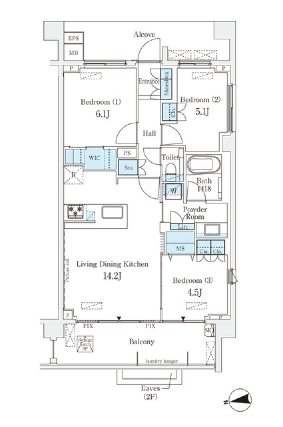 白い部屋に憧れている方におすすめ！の間取り図