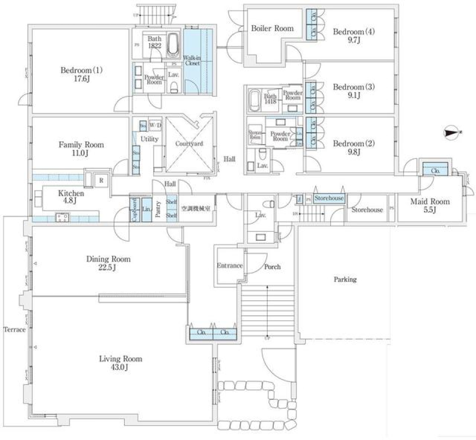 港区南麻布４丁目　公園近くの庭付き豪邸の間取り図