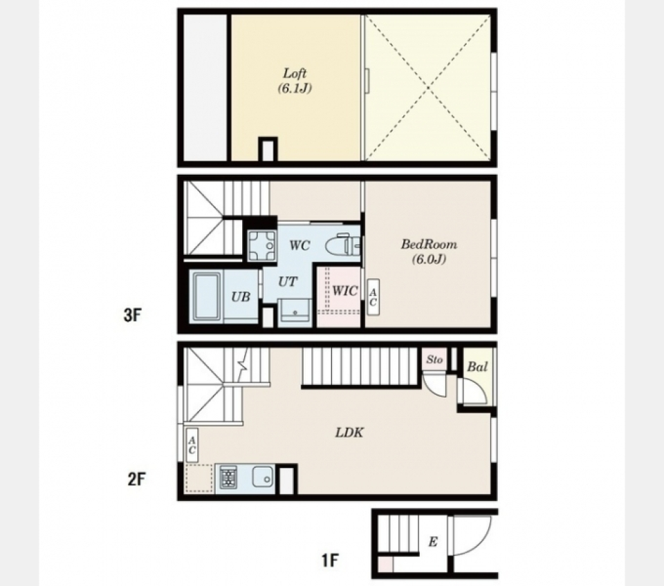 とことことことこ。４層になったデザイナーズマンションの間取り図