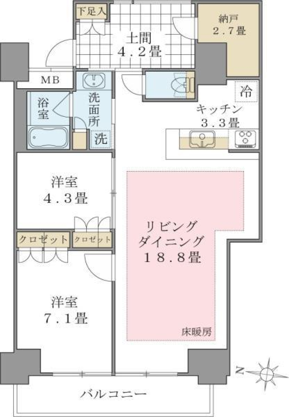 Ｂｒｉｌｌｉａ　ｉｓｔ　東雲キャナルコート 403号室の間取り図