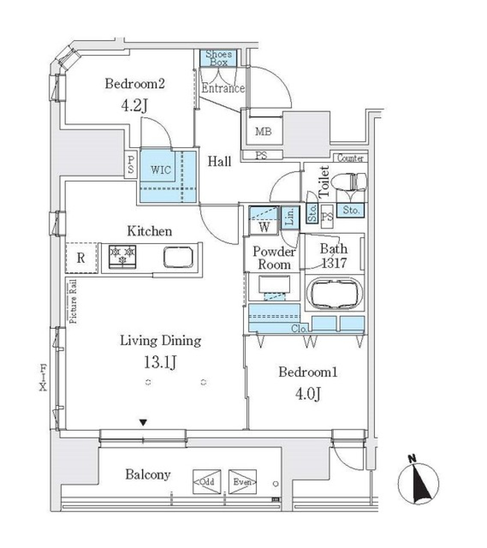 Ｊ．ＧＲＡＮ　Ｃｏｕｒｔ　浅草 901号室の間取り図