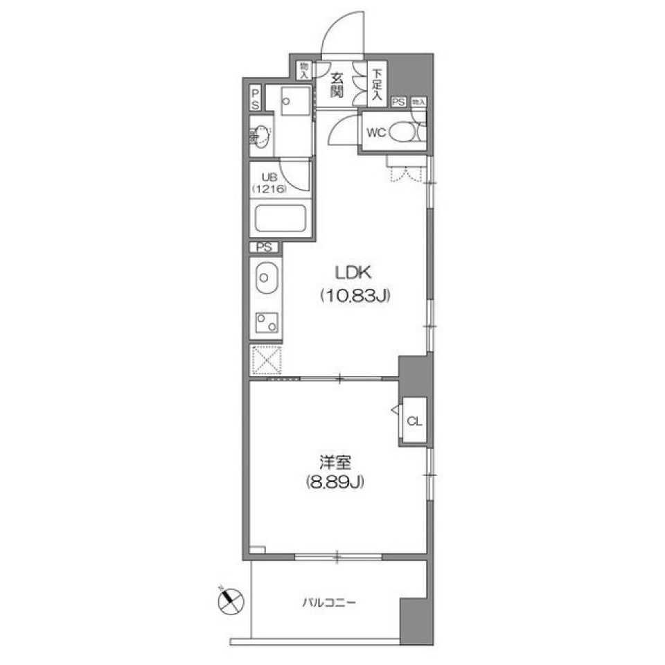 ルクレ新川レジデンス 0907の間取り図